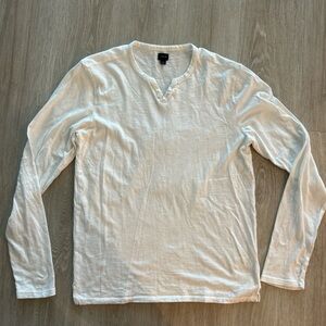 Joe's Long Sleeve Henley Tee white Mens Small cotton quiet luxury streetwear